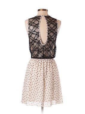 Sleeveless Black Lace & Cream Printed Skater Dress